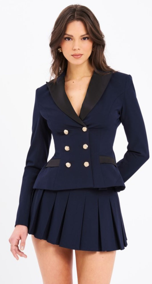 MISS CIRCLE NASIA DOUBLE BREASTED BACKLESS BLAZER