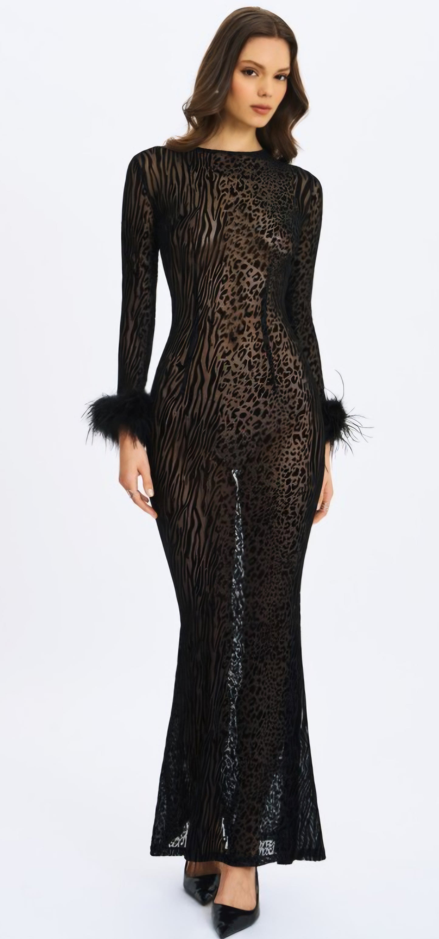 MISS CIRCLE PATRICIA LEOPARD PRINT BACKLESS MAXI DRESS