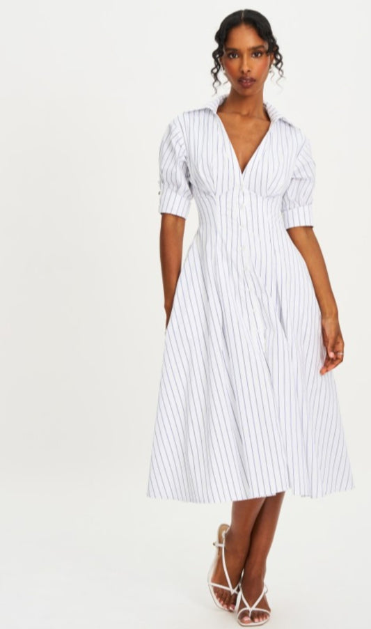 MISS CIRCLE PALINA STRIPPED SHORT SLEEVE SHIRT DRESS