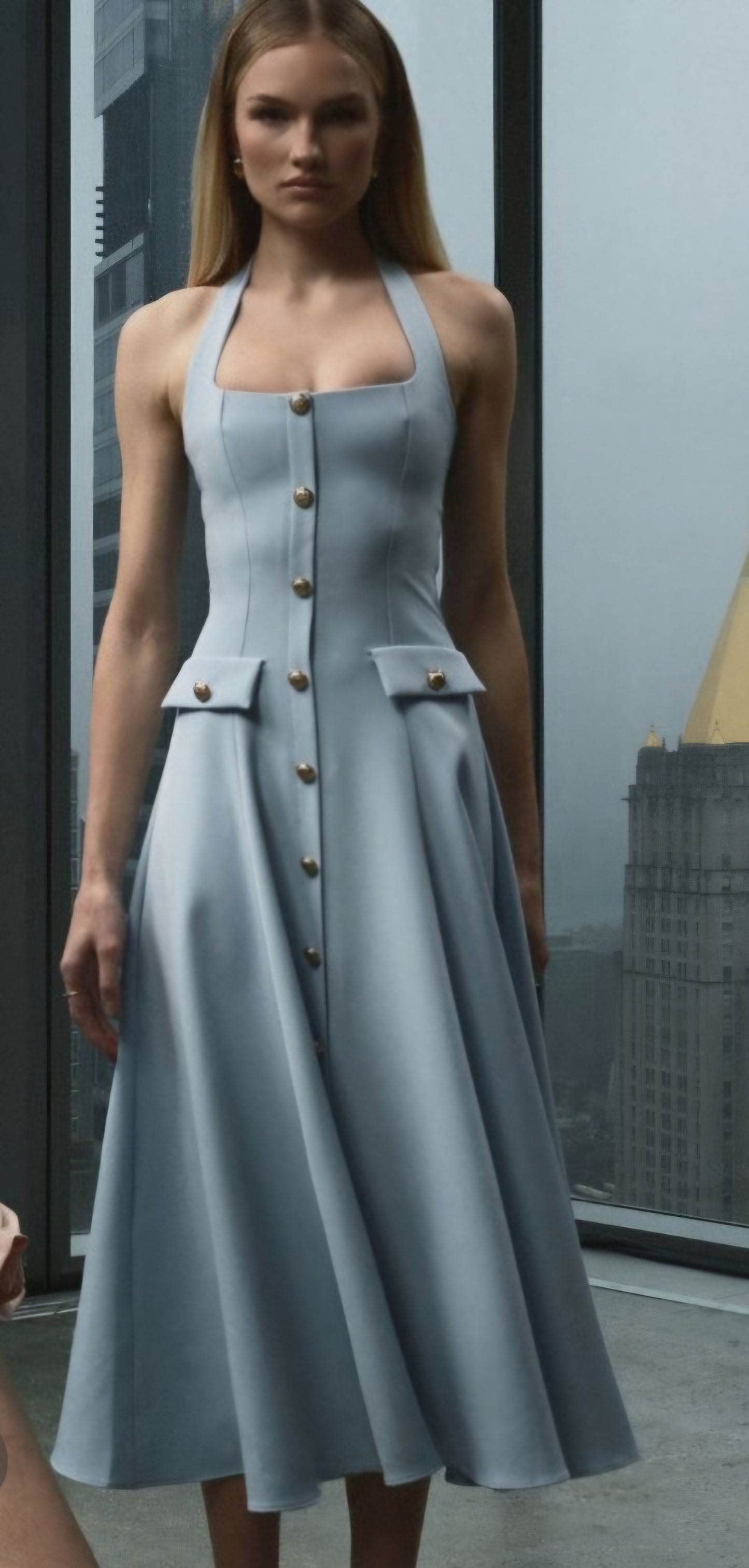 MISS CIRCLE GILLIAN HALTER MIDI DRESS
