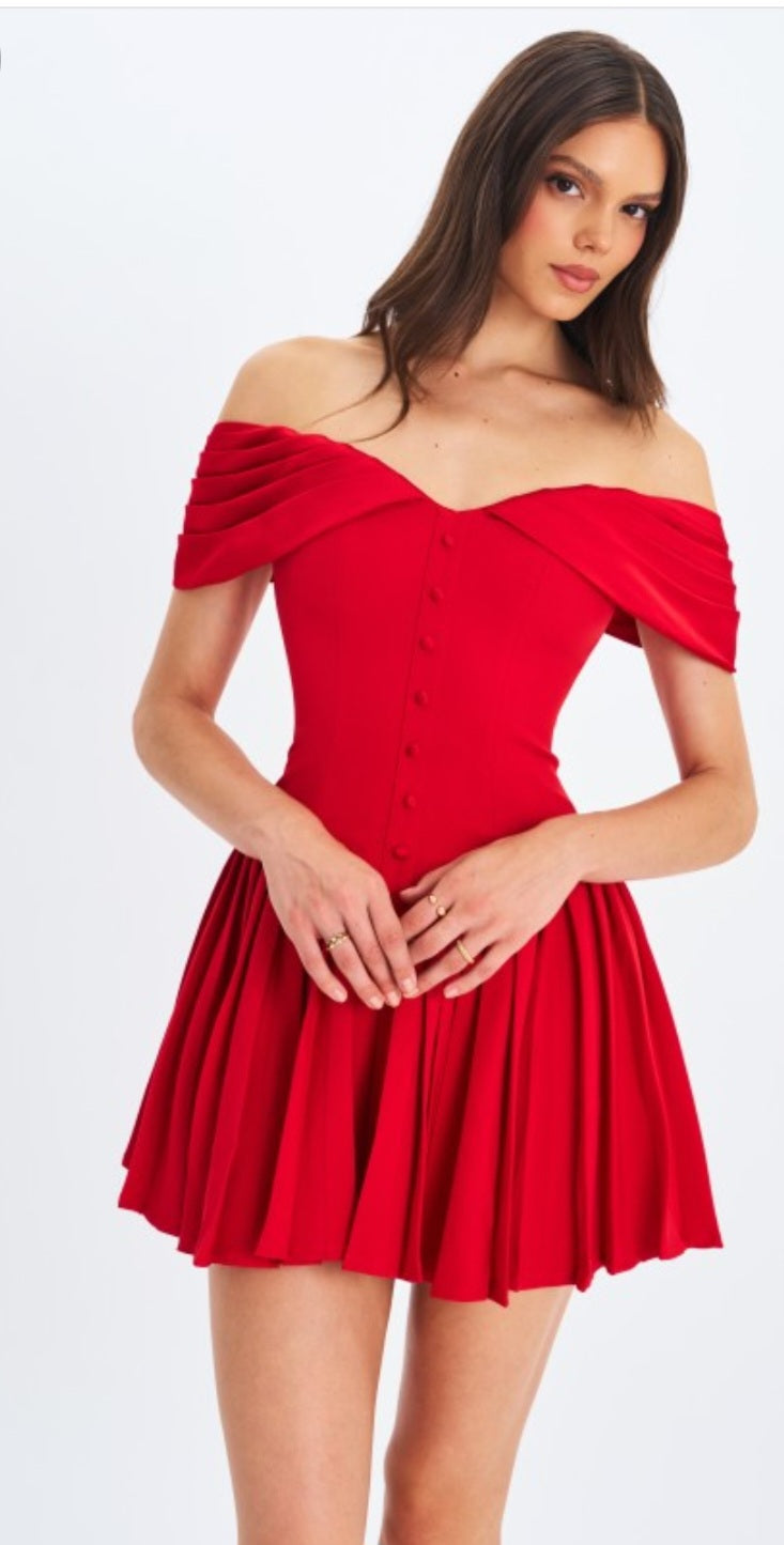 MISS CIRCLE NARELLE OFF THE SHOULDER MINI DRESS