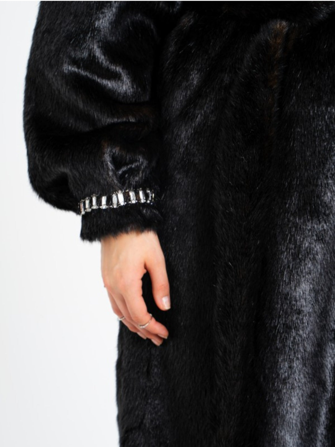 MISS CIRCLE YAHIA LONG VEGAN MINK COAT