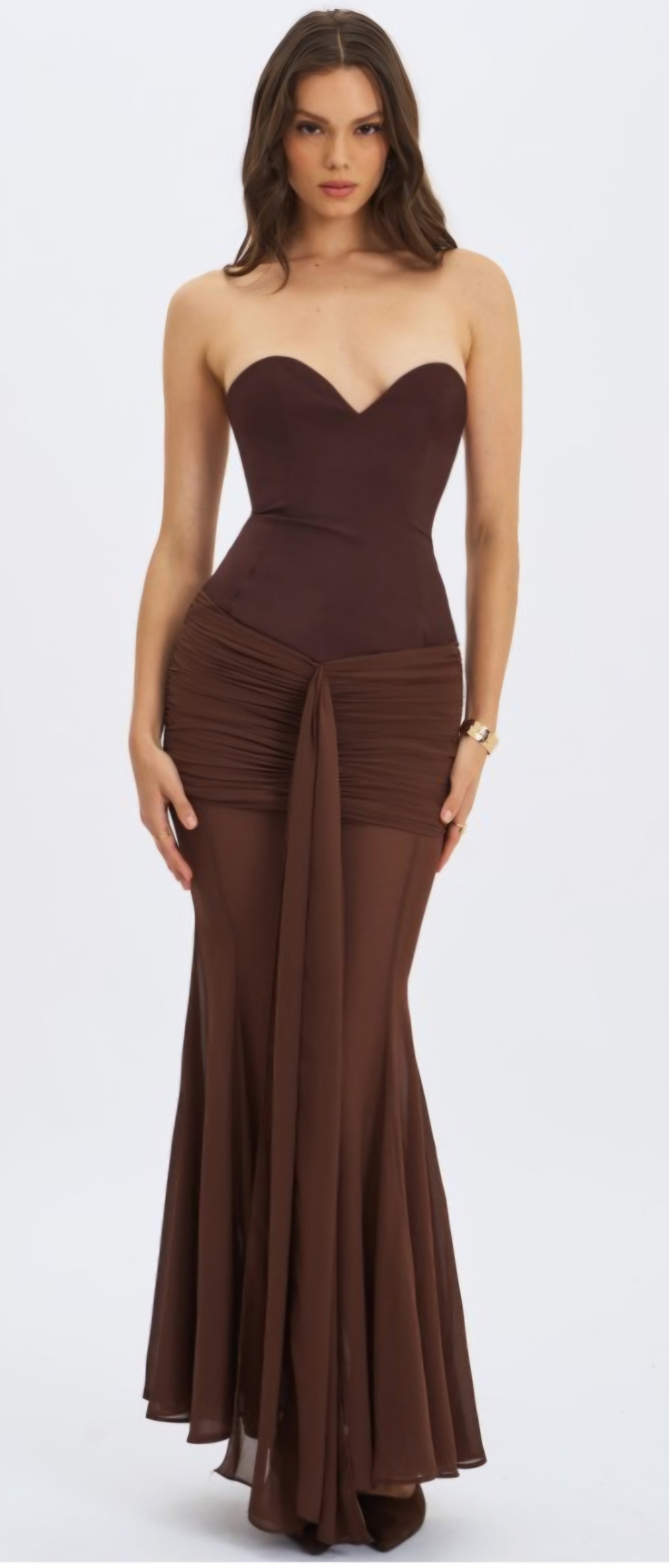MISS CIRCLE GIOVANA STRAPLESS MESH GOWN