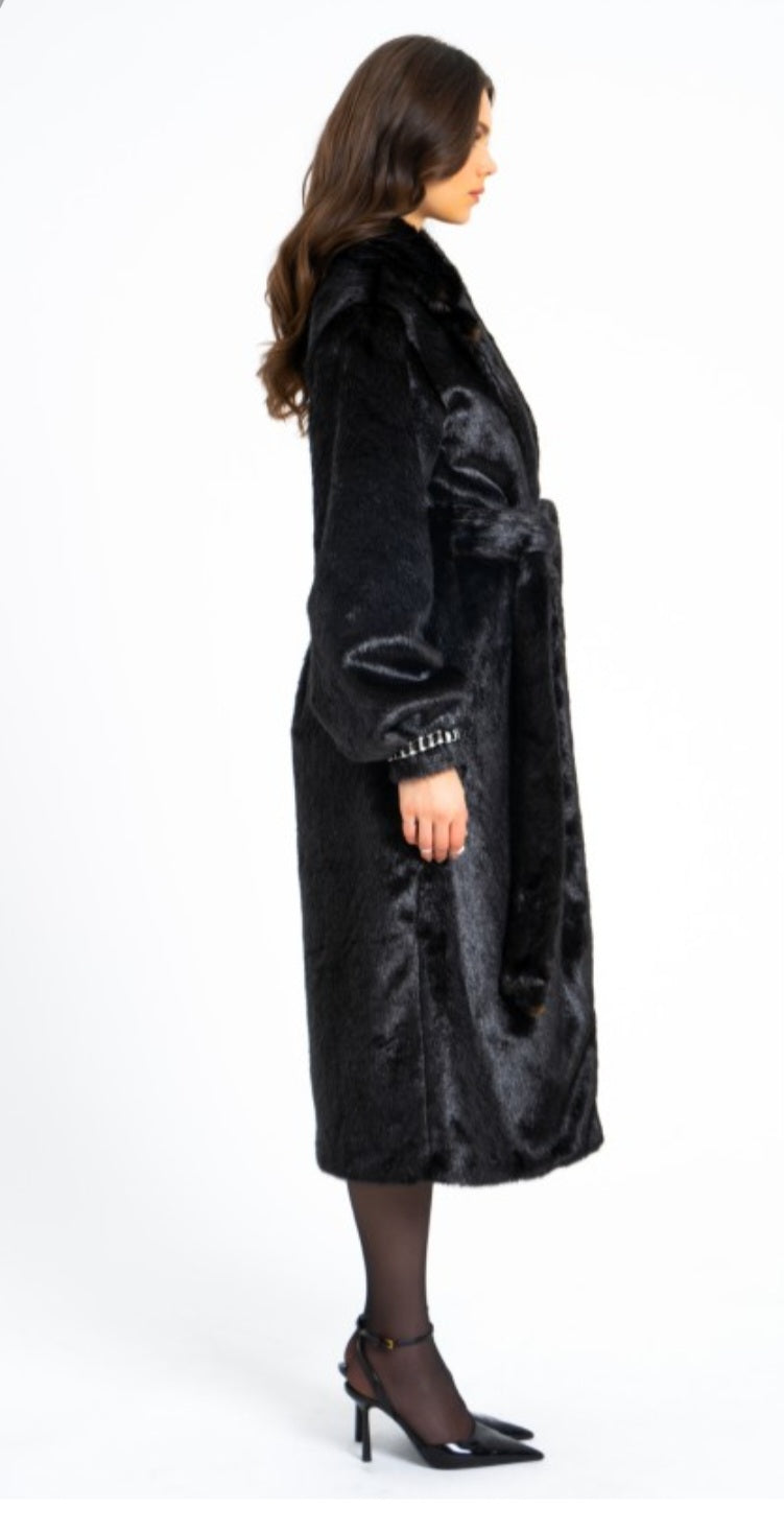 MISS CIRCLE YAHIA LONG VEGAN MINK COAT