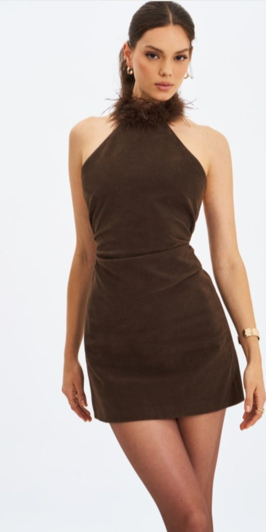 MISS CIRCLE YAEL VEGAN SUEDE MINI DRESS