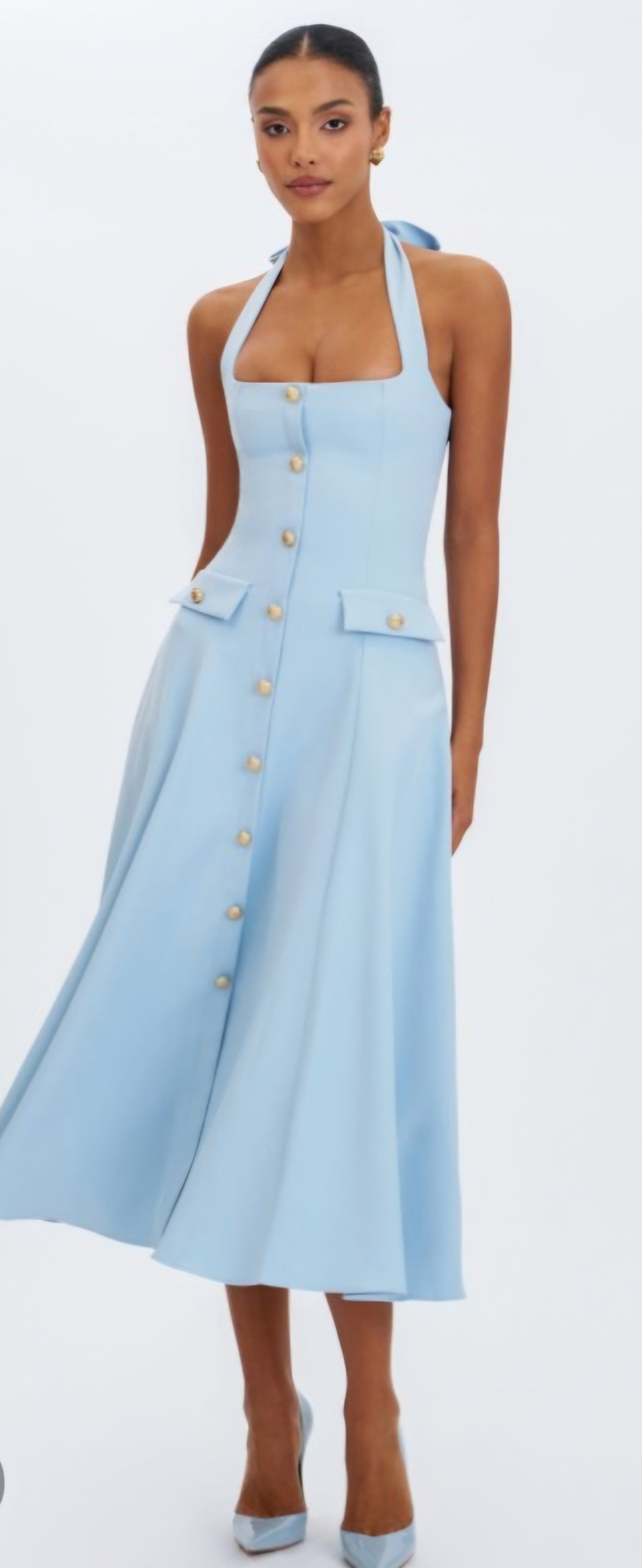 MISS CIRCLE GILLIAN HALTER MIDI DRESS
