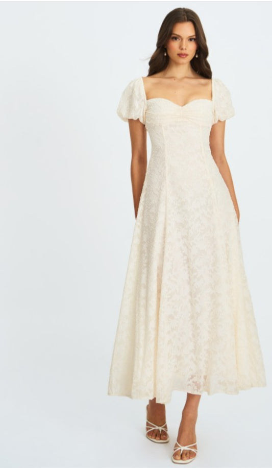 MISS CIRCLE PANDORA BUBBLE SLEEVE BACKLESS MAXI DRESS