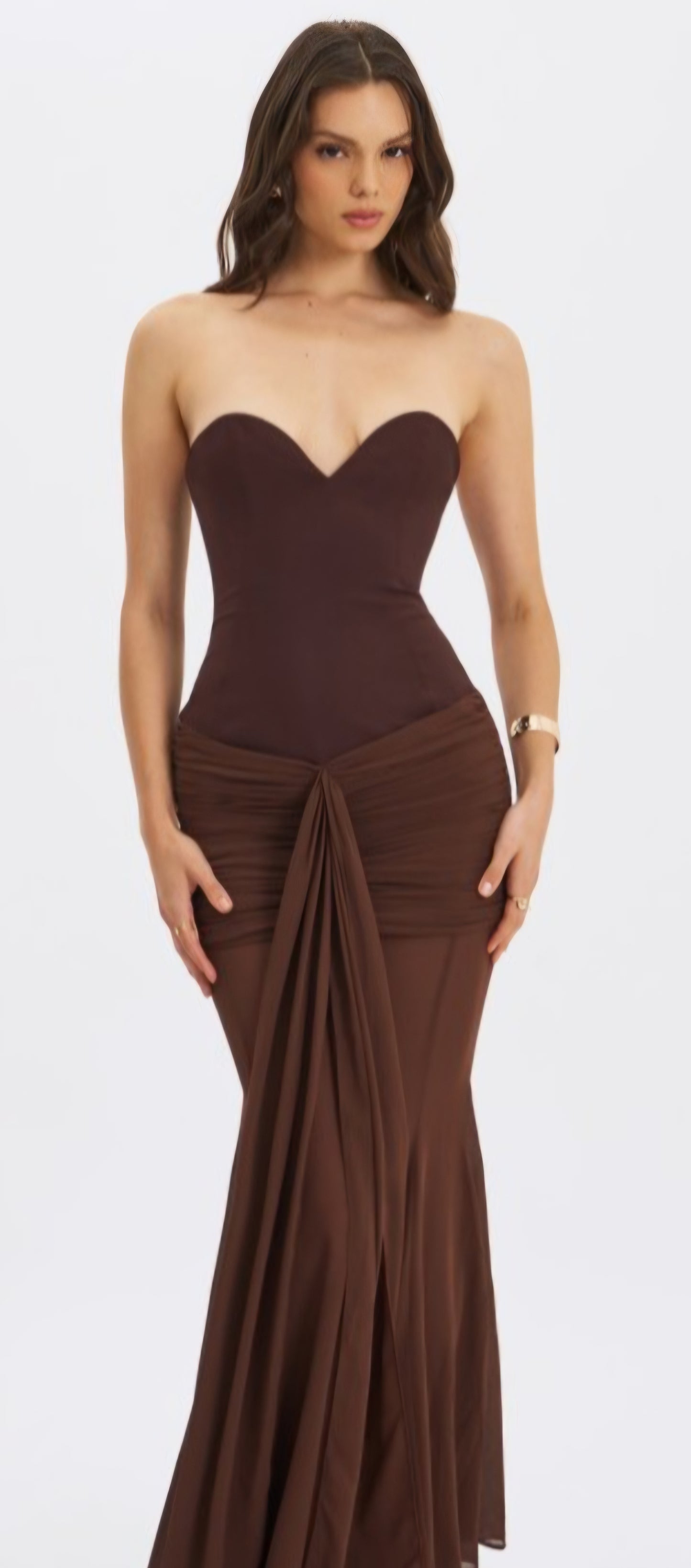 MISS CIRCLE GIOVANA STRAPLESS MESH GOWN
