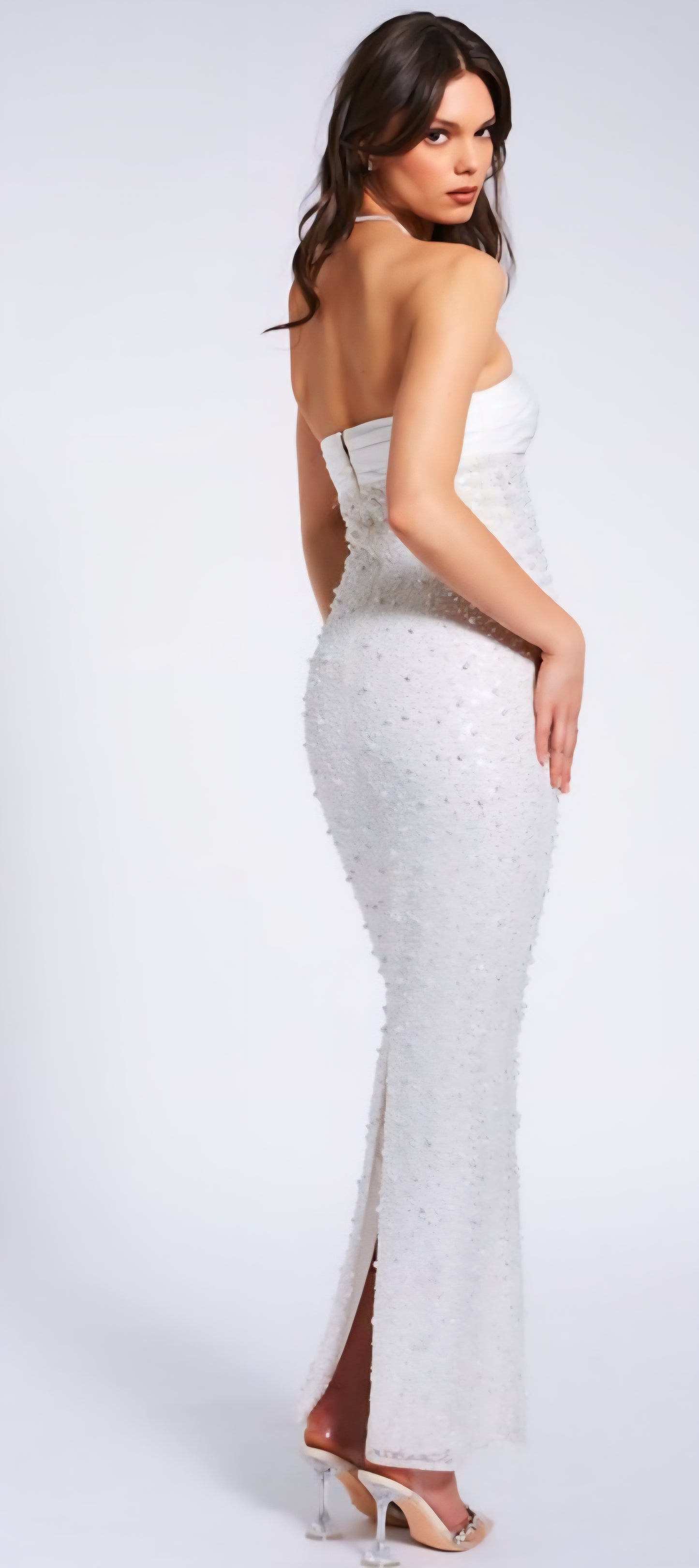 MISS CIRCLE LAINEY SEQUIN PEARLS BEADED MAXI DRESS