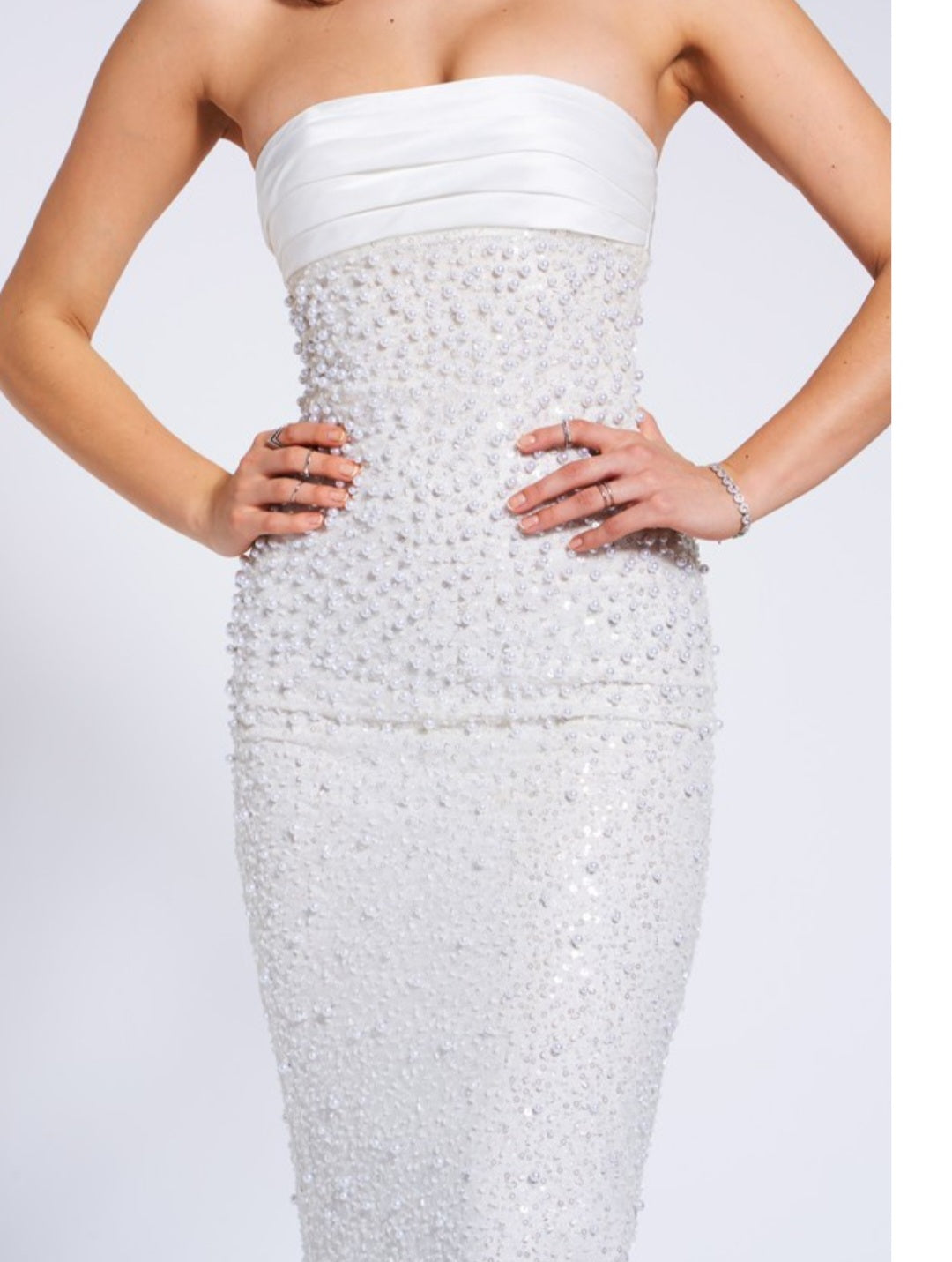 MISS CIRCLE LAINEY SEQUIN PEARLS BEADED MAXI DRESS