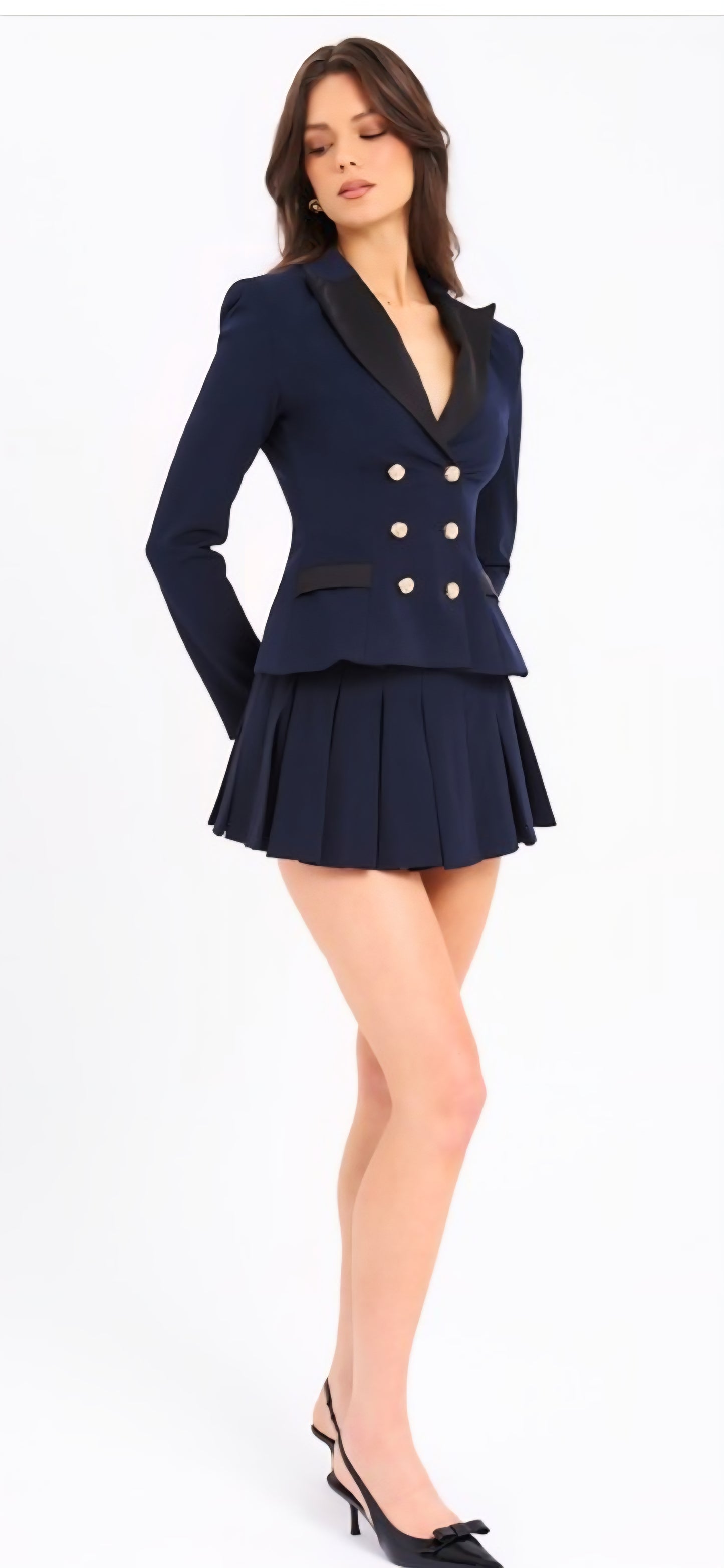 MISS CIRCLE NASIA DOUBLE BREASTED BACKLESS BLAZER