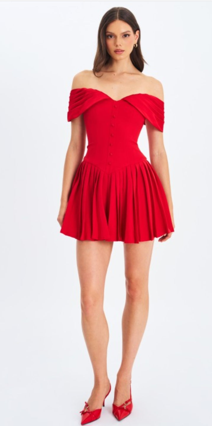 MISS CIRCLE NARELLE OFF THE SHOULDER MINI DRESS