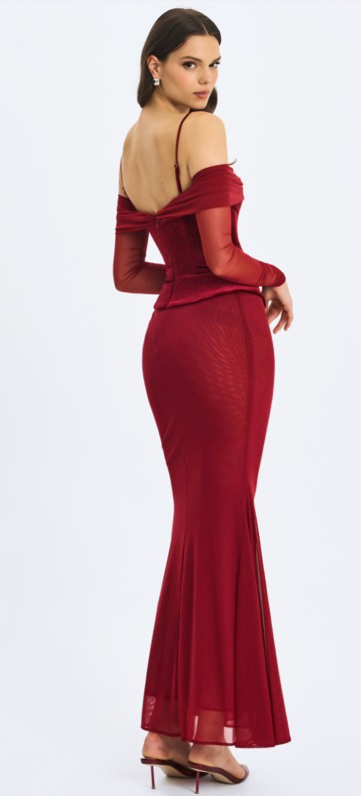 MISS CIRCLE MAYBELLE LACE STRAP PEPLUM MAXI DRESS