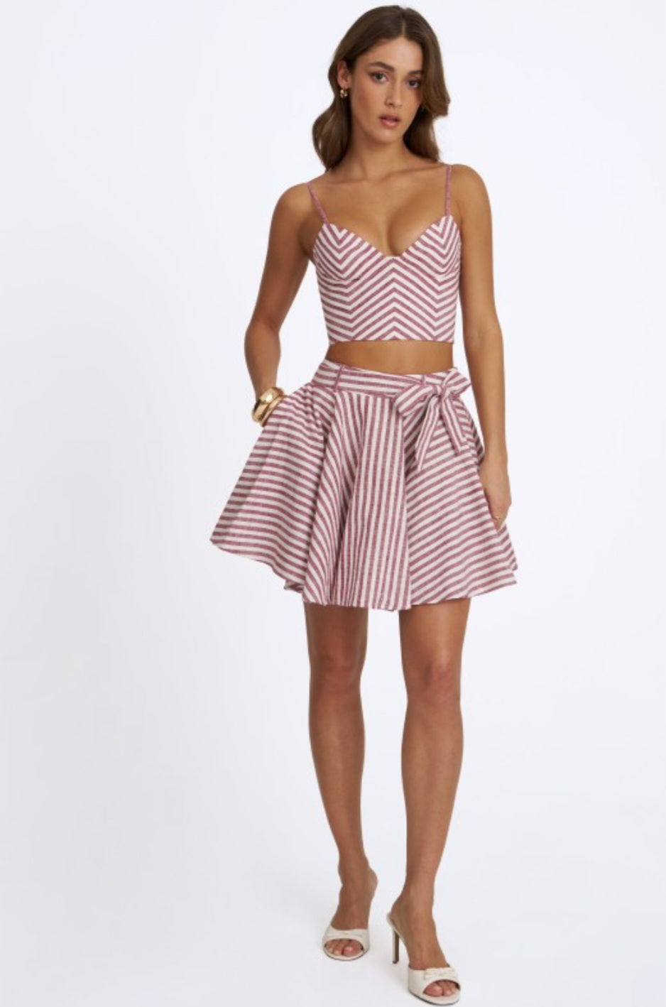 XOLA CHEVRON STRIPED CROPPED TOP