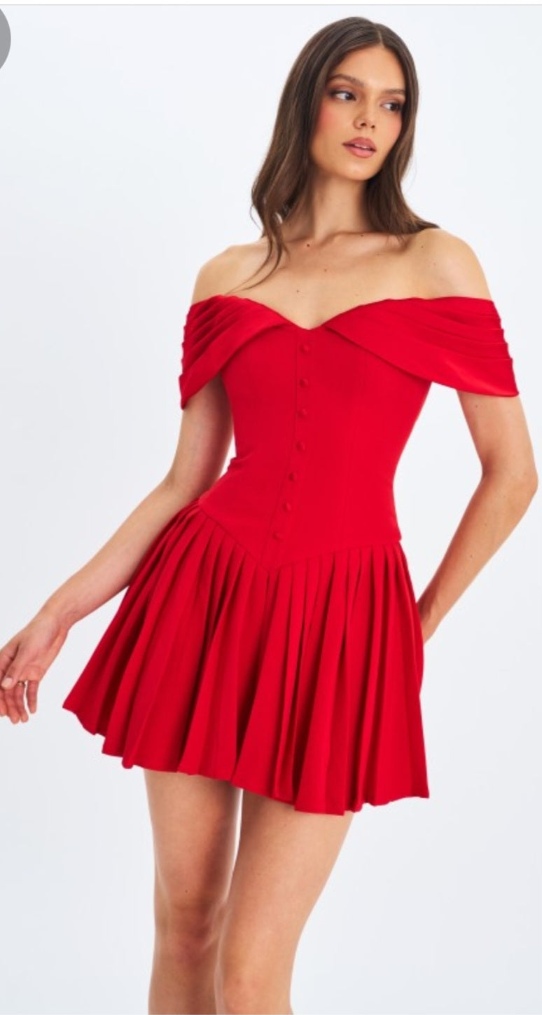 MISS CIRCLE NARELLE OFF THE SHOULDER MINI DRESS