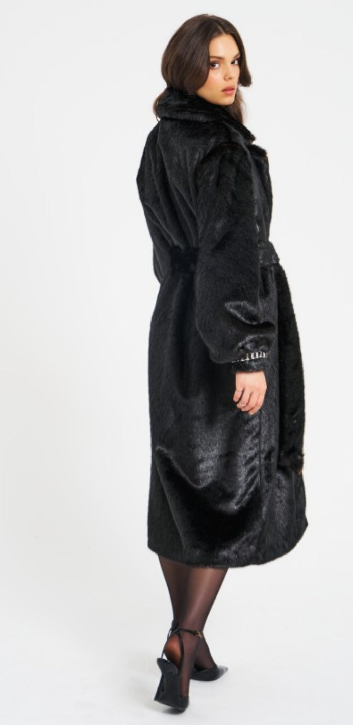 MISS CIRCLE YAHIA LONG VEGAN MINK COAT
