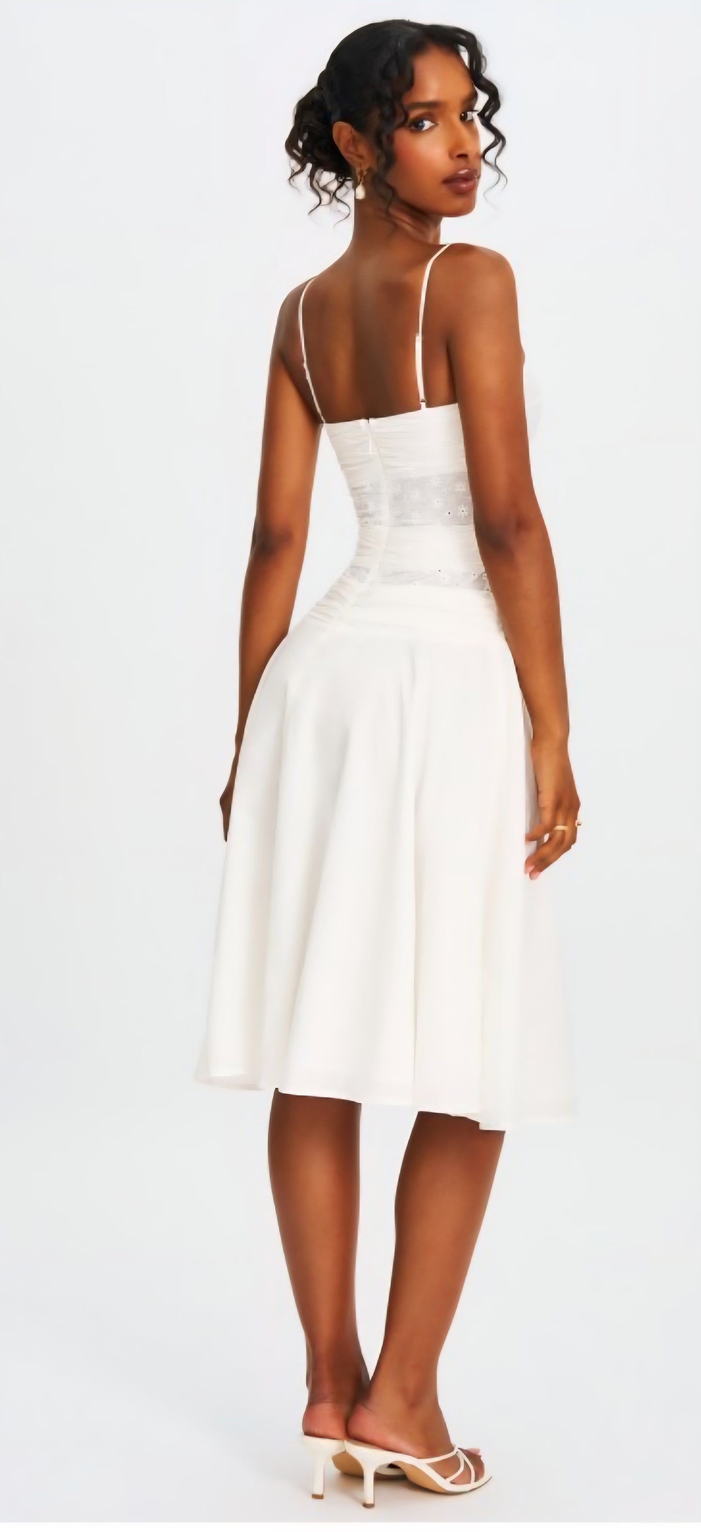 MISS CIRCLE MAELIS EYELET  DROP WAIST MIDI DRESS