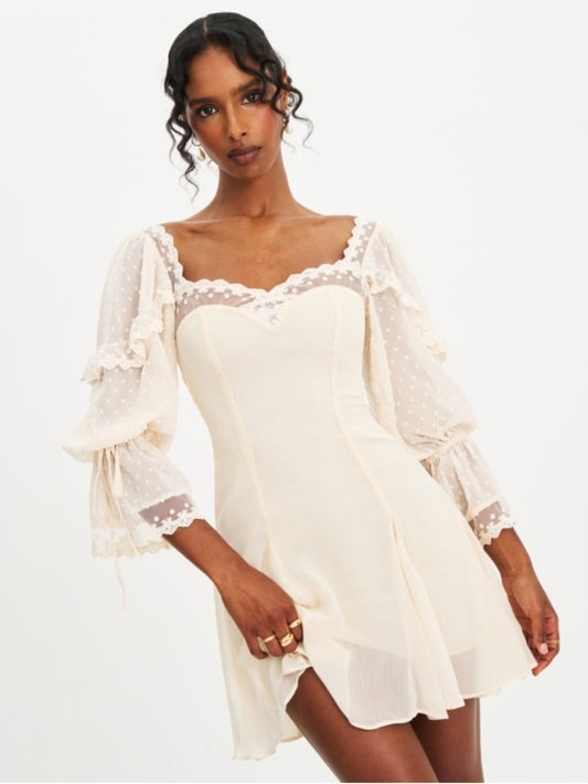 MISS CIRCLE ZAKIRA LACE TRIM MINI DRESS