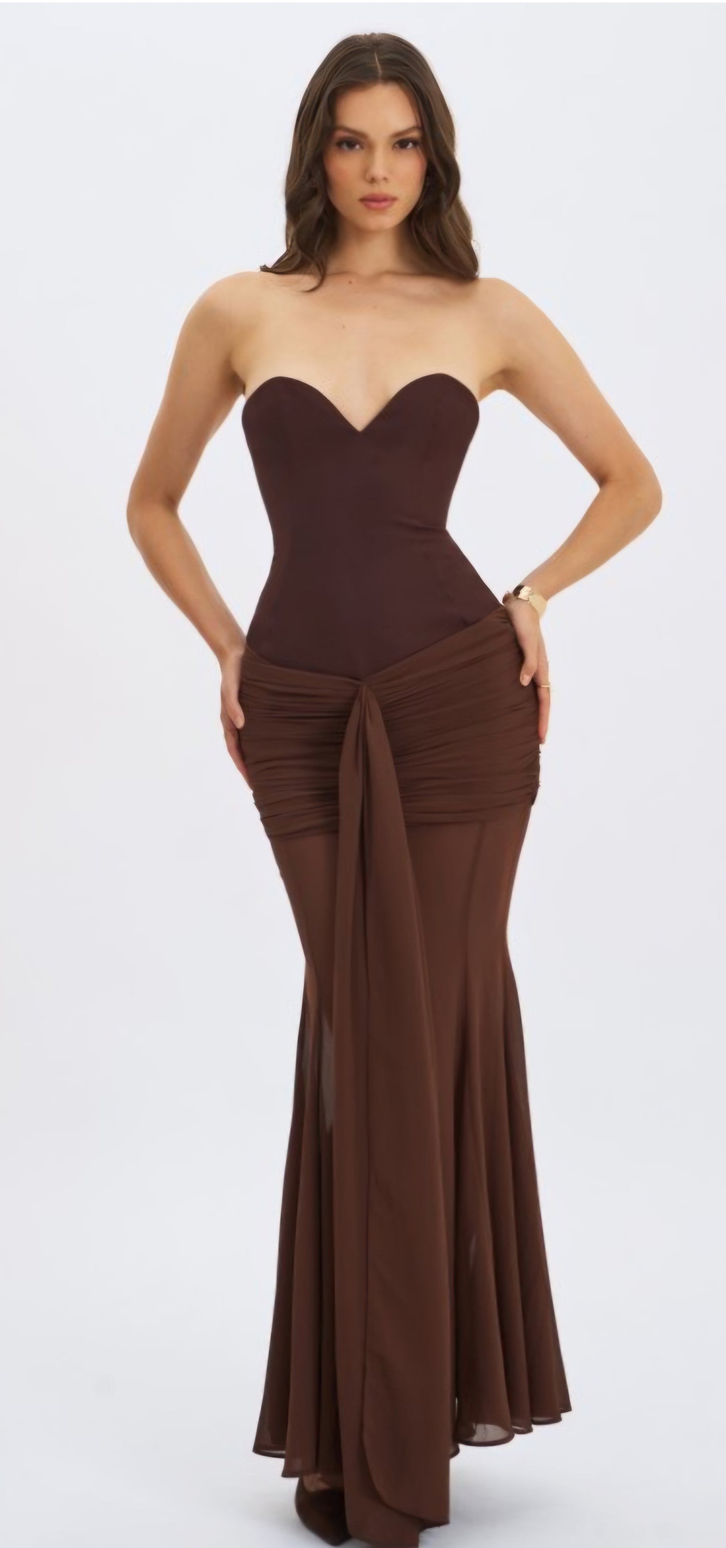 MISS CIRCLE GIOVANA STRAPLESS MESH GOWN