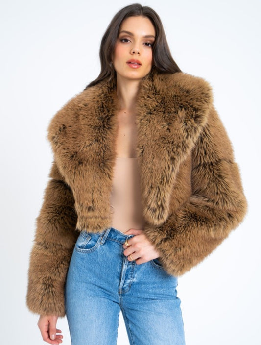 MISS CIRCLE YADAVI VEGAN FUR CROPPED JACKET