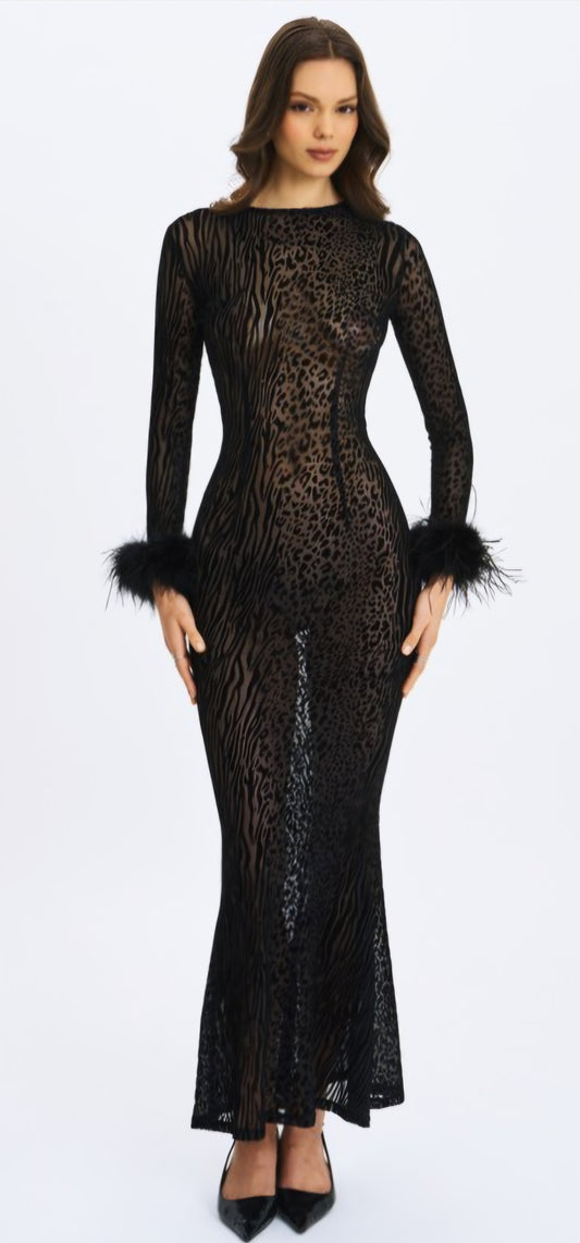 MISS CIRCLE PATRICIA LEOPARD PRINT BACKLESS MAXI DRESS