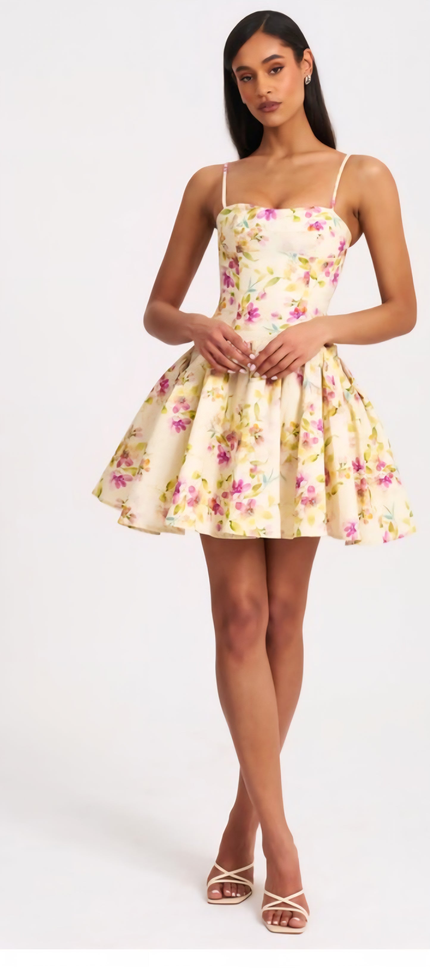 MISS CIRCLE VALDA PRINTED LINEN MINI DRESS