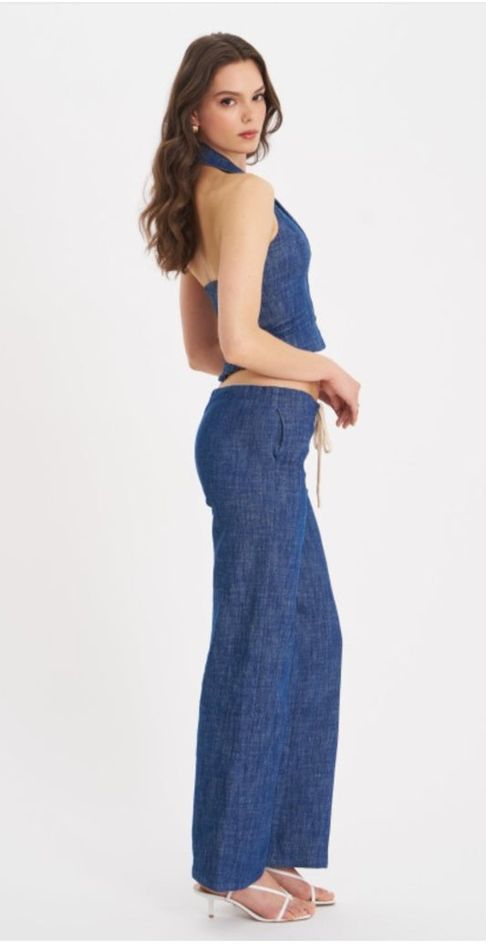 RAFAELLA COTTON DENIM STRAIGHT LEG PANTS