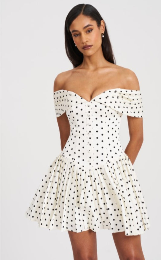 MISS CIRCLE EDELINE POLKA DOT MINI DRESS