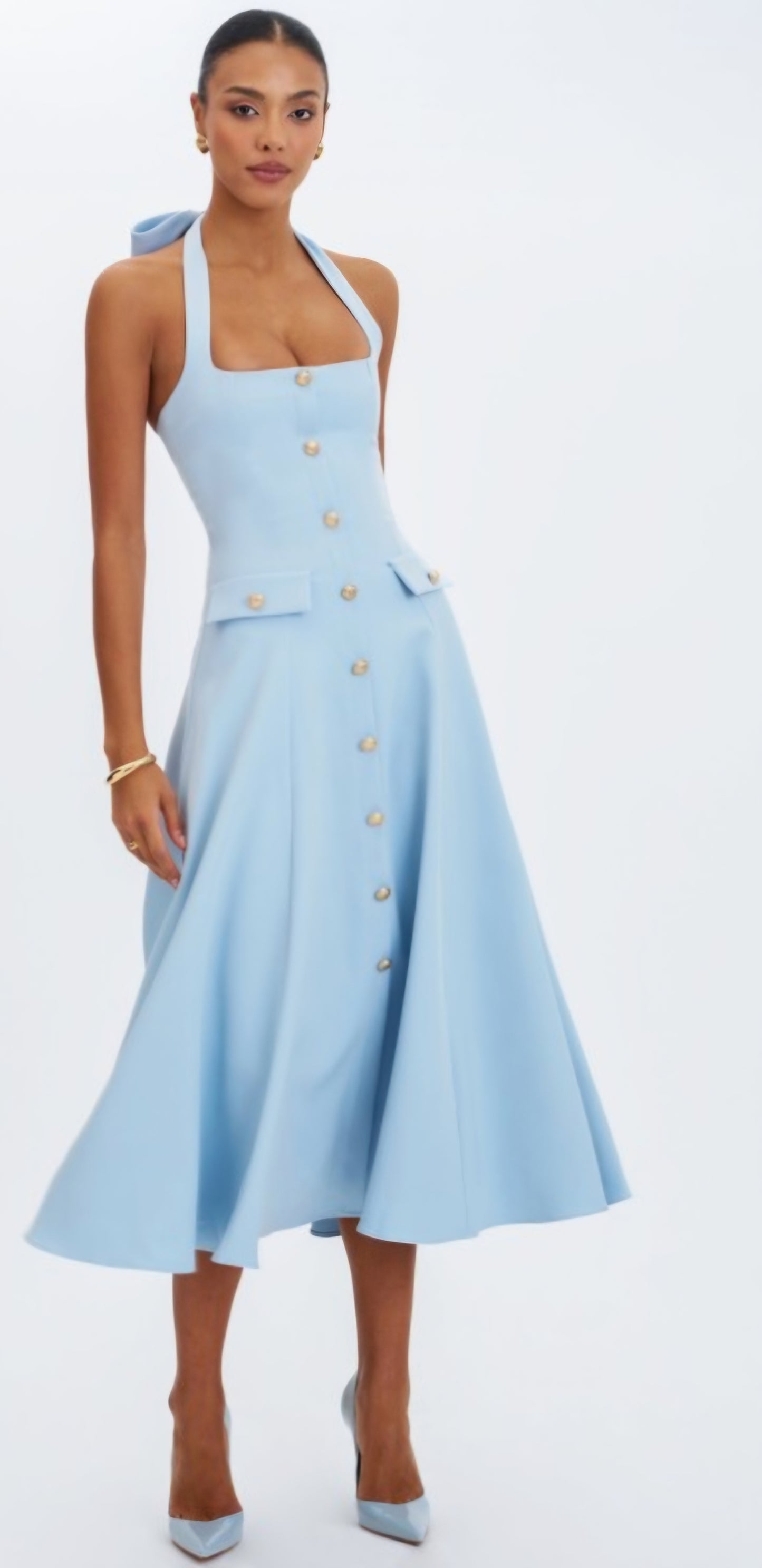 MISS CIRCLE GILLIAN HALTER MIDI DRESS