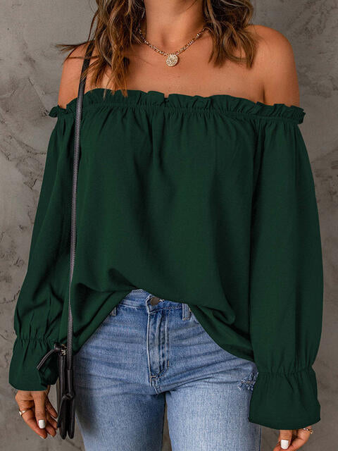 OFF THE SHOULDER FLOUNCE SLEEVE BLOUSE