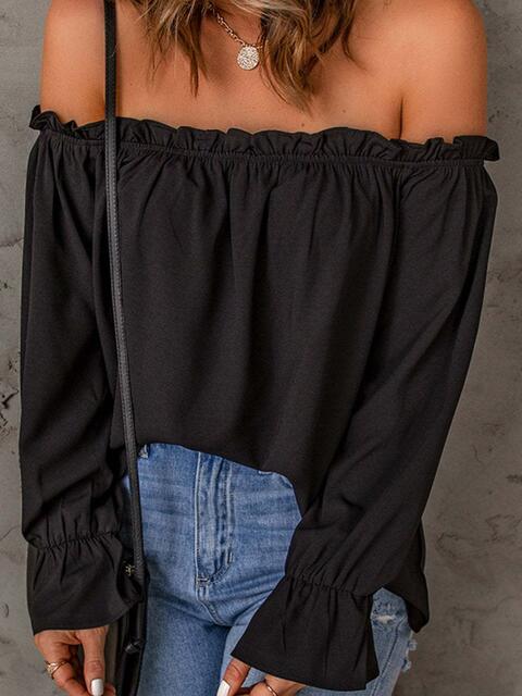 OFF THE SHOULDER FLOUNCE SLEEVE BLOUSE