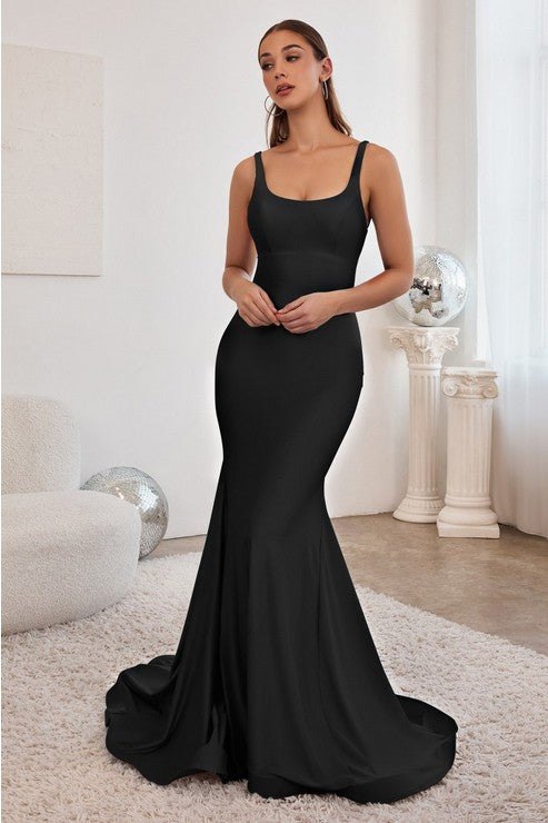 SLEEVELESS MERMAID GOWN WITH LACE UP BACK