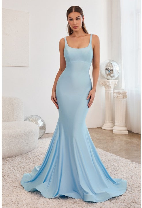 SLEEVELESS MERMAID GOWN WITH LACE UP BACK