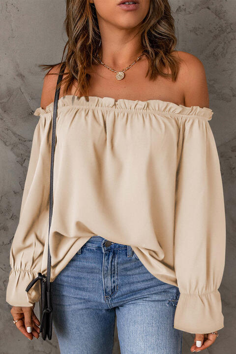 OFF THE SHOULDER FLOUNCE SLEEVE BLOUSE