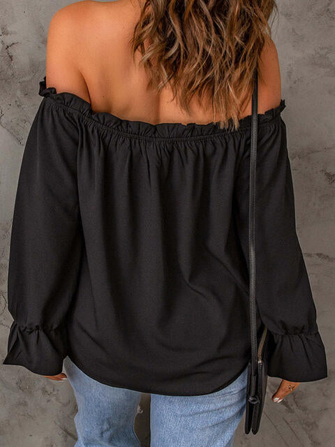 OFF THE SHOULDER FLOUNCE SLEEVE BLOUSE