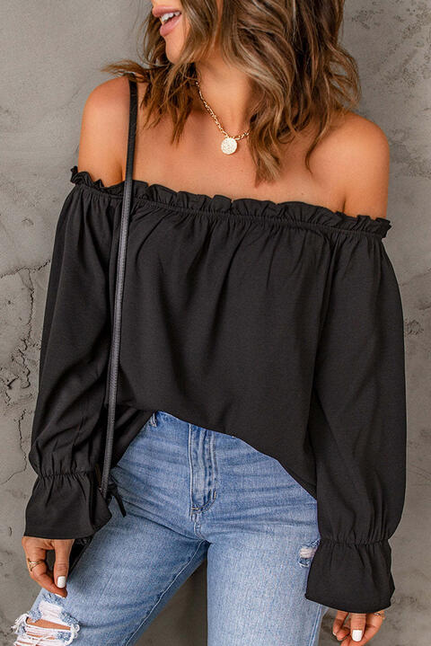 OFF THE SHOULDER FLOUNCE SLEEVE BLOUSE