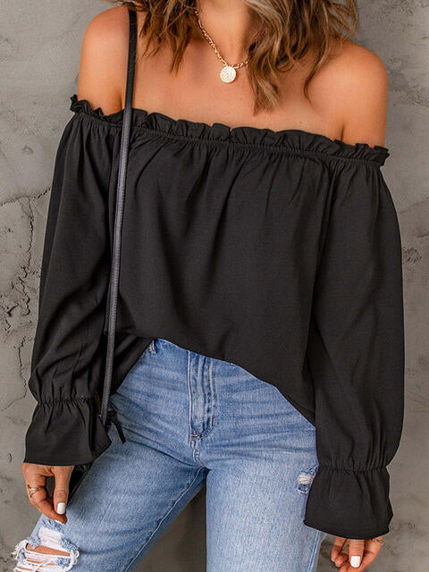 OFF THE SHOULDER FLOUNCE SLEEVE BLOUSE