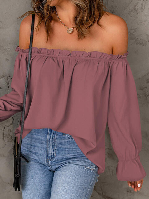 OFF THE SHOULDER FLOUNCE SLEEVE BLOUSE