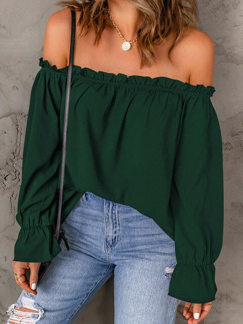 OFF THE SHOULDER FLOUNCE SLEEVE BLOUSE